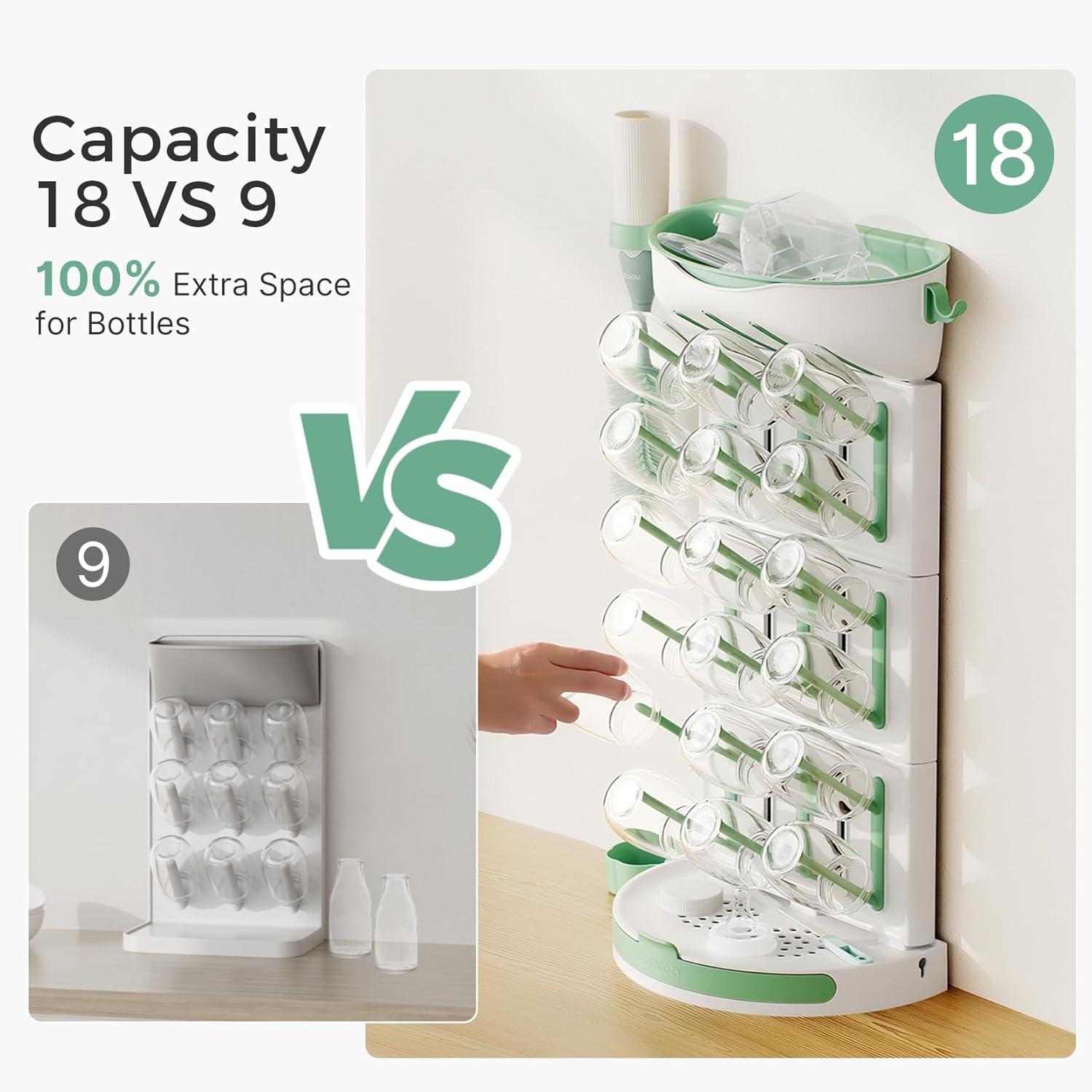 imageMomcozy DIY Larger Bottle Drying Rack for 18 Bottles Bottle Brush Kit Pro