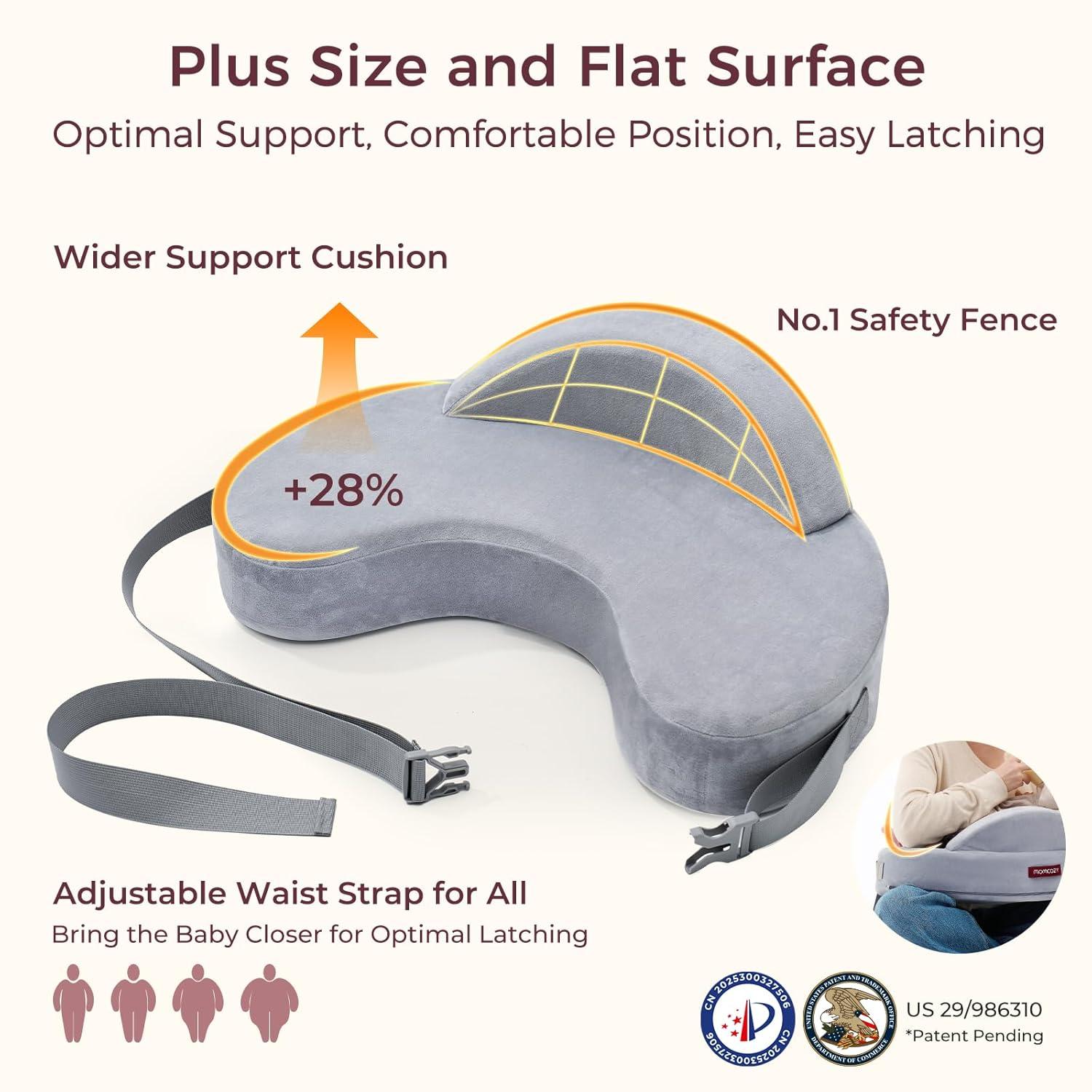 imageMomcozy Original Nursing Pillow and Positioner  Plus Size Feeding Pillow  Breastfeeding Bottle Feeding Baby Support  with Adjustable Waist Strap and Removable Cotton Cover Green ForestGrey  Premium Memory Foam 