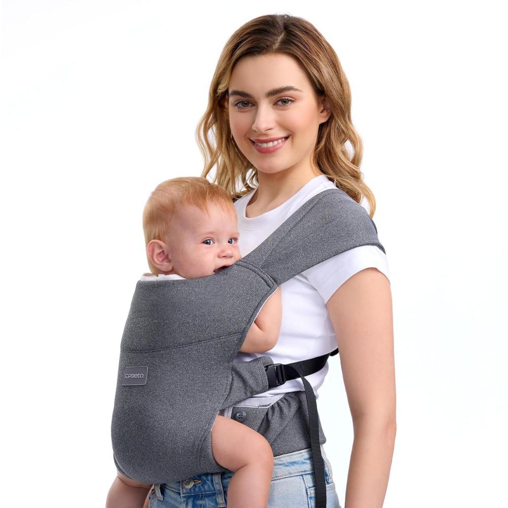 imagePortable Baby Carrier Spreadable Wide Shoulder Straps with Ergonomic Support Lightweight and Compact Baby Wrap Carrier Cozy Fabric Care for Babys Skin Promotes Healthy Development Grey