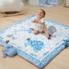 imageMomcozy Baby Play Mat for Floor 50x50 Thickened Playpen Mat Playmate for Baby Tummy Time Waterproof ampamp NonSlip Foldable Outdoor Mat with Carrying Handle Leopard HeartBlue Ocean