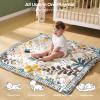 imageMomcozy Baby Play Mat for Floor 50x50 Thickened Playpen Mat Playmate for Baby Tummy Time Waterproof ampamp NonSlip Foldable Outdoor Mat with Carrying Handle Leopard HeartGreen Forest
