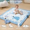 imageMomcozy Baby Play Mat for Floor 50x50 Thickened Playpen Mat Playmate for Baby Tummy Time Waterproof ampamp NonSlip Foldable Outdoor Mat with Carrying Handle Leopard HeartBlue Ocean