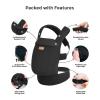 imageMomcozy Breathable Baby Carrier Ergonomic and Lightweight Infant Carrier for 745lbs with Enhanced Lumbar Support All Day Comfort for HandsFree Parenting Air MeshDeep Black