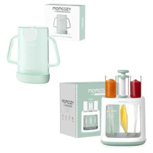 imageMomcozy Baby Food Maker Essentials Series Includes the Squeeze Station Pouch Holder No Squeeze for Easy MessFree Meal Prep