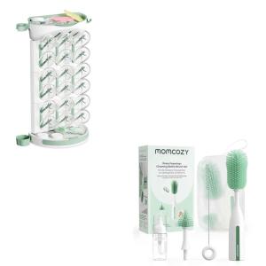 imageMomcozy DIY Larger Bottle Drying Rack for 18 Bottles Bottle Brush Kit Pro
