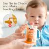 imageMomcozy Baby Pouch Holder No Squeeze Baby Food ampamp Juice Box Holder MessFree Easy Grip for SelfFeeding BPAFree ampamp DEHPFree MustHave for Babies BlueGreen Orange