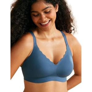 imageMomcozy Wireless Seamless Bras for Women UltraComfort Everyday TShirt Bras Breathable Maternity Bras with Scallop EdgesCerulean