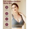 imageMomcozy Seamless US Cotton Busty Bras for WomenComfortable Wireless Full Coverage Bra with Molded Cups for Large Bust Gray