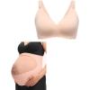 imageMomcozy Pregnancy Belly Band and Nursing Bras for Breastfeeding Seamless Pregnancy Maternity Bra