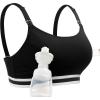 imageMomcozy 2in1 Hands Free Pumping Bra Adjustable Breast Pump Bra with Wide Support Band for Breastfeeding MomsBlack