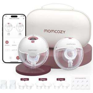 imageMomcozy M5 Smart APP Controlled Wearable Breast Pump HandsFree Wireless Electric Pump 3 Modes 9 Suction Levels BPAFree Portable Lightweight 24mm Flange 2Pack Cozy Red