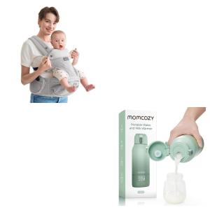 imageMomcozy Portable Milk Warmer for Travel and Momcozy Baby Carrier with Hip Seat
