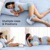 imageMomcozy Knee Pillow for Side Sleepers Soft Memory Foam ampamp PinchFree Design Relieve Knee Leg and Sciatica Pain Adjustable Elastic Strap Ideal for Pregnant Women and Seniors Crystal Velvet in GrayCooling Blue