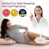 imageMomcozy Knee Pillow for Side Sleepers Soft Memory Foam ampamp PinchFree Design Relieve Knee Leg and Sciatica Pain Adjustable Elastic Strap Ideal for Pregnant Women and Seniors Crystal Velvet in GrayWhite