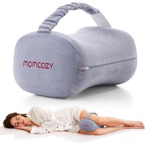 imageMomcozy Knee Pillow for Side Sleepers Soft Memory Foam ampamp PinchFree Design Relieve Knee Leg and Sciatica Pain Adjustable Elastic Strap Ideal for Pregnant Women and Seniors Crystal Velvet in GrayCrystal Velvet Gray