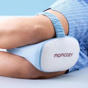 imageMomcozy Knee Pillow for Side Sleepers Soft Memory Foam ampamp PinchFree Design Relieve Knee Leg and Sciatica Pain Adjustable Elastic Strap Ideal for Pregnant Women and Seniors Crystal Velvet in GrayCooling Blue