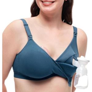 image:imageMomcozy HandsFree Pumping Bra Wireless amp Seamless Breast Pump Bra Breathable Tencel Fabric amp Fully Fixed CupsNordic Blue