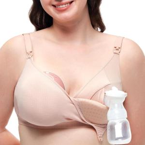 image:imageMomcozy HandsFree Pumping Bra Wireless amp Seamless Breast Pump Bra Breathable Tencel Fabric amp Fully Fixed CupsOyster Pink