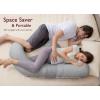 image:imageMomcozy Pregnancy PillowOriginal F Shaped Maternity Pillow for Pregnant Women with Adjustable Wedge Pillow Full Body Support Pregnancy Pillows for Side Sleeping with Velvet Cover Light GreyAir Layer  Grey