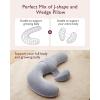 image:imageMomcozy Pregnancy PillowOriginal F Shaped Maternity Pillow for Pregnant Women with Adjustable Wedge Pillow Full Body Support Pregnancy Pillows for Side Sleeping with Velvet Cover Light GreyVelvet  Grey