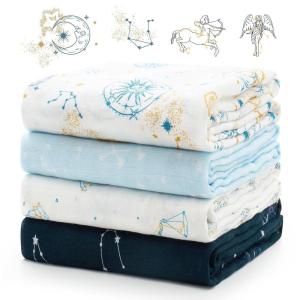 image:imageMomcozy Muslin Swaddle Blankets Ultra Soft Neutral Registry Essentials 47 x 47 Breathable Large Receiving Blanket Newborn Essentials Must Haves Baby Boys Girls Shower Gifts Fruits PartyStarlight Zodiac