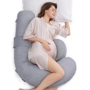 image:imageMomcozy Pregnancy PillowOriginal F Shaped Maternity Pillow for Pregnant Women with Adjustable Wedge Pillow Full Body Support Pregnancy Pillows for Side Sleeping with Velvet Cover Light GreyAir Layer  Grey