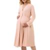 image:imageMOMCOZY Womens Nursing Maternity Nightgown for Breastfeeding Labor and Delivery Gown Long Sleeve Postpartum Night GownPink