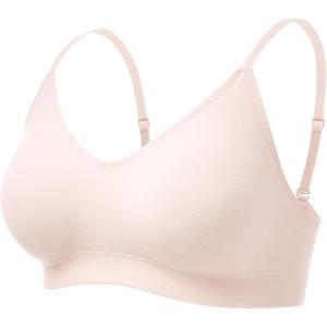 image:imageMomcozy Nursing Bras for Breastfeeding and Sleep Seamless Soft amp Stretchy Maternity Bra V Neck Wireless Pregnancy BraletteDawn Pink