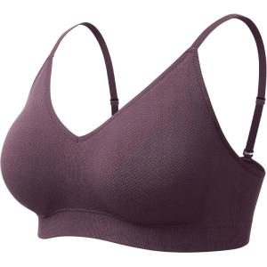 image:imageMomcozy Nursing Bras for Breastfeeding and Sleep Seamless Soft amp Stretchy Maternity Bra V Neck Wireless Pregnancy BraletteHuckleberry