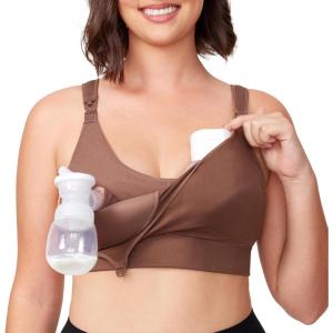 image:imageMomcozy Pumping Bra Hands Free AllinOne Nursing Bras for Breastfeeding amp Pumping Fixed Padding for Enhanced ShapeChocolate