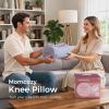 image:imageMomcozy Knee Pillow for Side Sleepers Soft Memory Foam amp PinchFree Design Relieve Knee Leg and Sciatica Pain Adjustable Elastic Strap Ideal for Pregnant Women and Seniors Cooling Cover GrayCrystal Velvet Gray