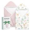 image:imageMomcozy Baby Towel with Hooded  Ultra Soft amp Absorbent Large Bath Towel Set for Comfort amp Gentle on Babys Skin  Shower Gift amp Bath Essential amp Baby Registry Search for NewbornInfantToddlerKidsDreamy Pink Orchard