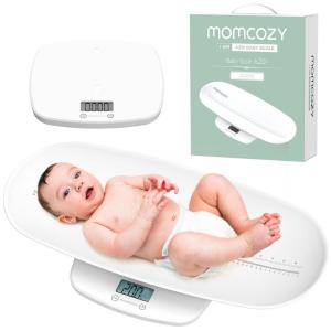 image:imageMomcozy Baby Scale MultiFunction Scale for Body Weight and Height Measurement Weighted Feeds with Curved Removable Tray for Newborns Adult Scale amp Pet Scale 5 Units AutoOffDigital LED ScreenRegular