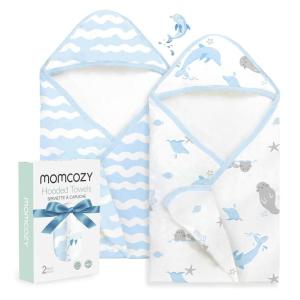 image:imageMomcozy Baby Towel with Hooded  Ultra Soft amp Absorbent Large Bath Towel Set for Comfort amp Gentle on Babys Skin  Shower Gift amp Bath Essential amp Baby Registry Search for NewbornInfantToddlerKidsMarine Whale Magic