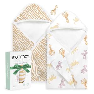 image:imageMomcozy Baby Towel with Hooded  Ultra Soft amp Absorbent Large Bath Towel Set for Comfort amp Gentle on Babys Skin  Shower Gift amp Bath Essential amp Baby Registry Search for NewbornInfantToddlerKidsLittle Safari