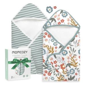image:imageMomcozy Baby Towel with Hooded  Ultra Soft amp Absorbent Large Bath Towel Set for Comfort amp Gentle on Babys Skin  Shower Gift amp Bath Essential amp Baby Registry Search for NewbornInfantToddlerKidsPetite Blossom