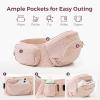 image:imageMomcozy Baby Carrier with Hip Seat Detachable HandsFree Carrier up to 44lbs Belt Extender Included Extends Waist Band up to 59 for Plus Size Parents AirmeshPink