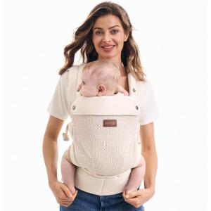image:imageMomcozy Breathable Baby Carrier Ergonomic and Lightweight Infant Carrier for 745lbs with Enhanced Lumbar Support All Day Comfort for HandsFree Parenting Air MeshApricot Beige