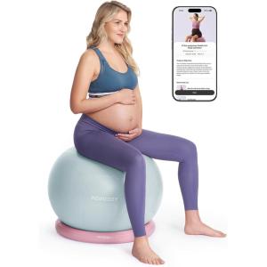 image:imageMomcozy BirthEase Maternity Ball Set Birthing Ball with App FullJourney Courses BPAFree PVC amp Anti Burst Exercise Yoga Ball for Maternity Labor Physio RecoveryPetal Sky