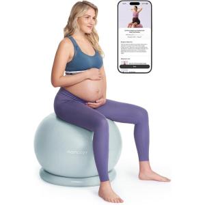 image:imageMomcozy BirthEase Maternity Ball Set Birthing Ball with App FullJourney Courses BPAFree PVC amp Anti Burst Exercise Yoga Ball for Maternity Labor Physio RecoveryGlacier Blue