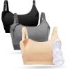 image:imageMomcozy Pumping Bra Hands Free Pumping and Nursing Bra in One Holding Breast Pump for Spectra Lansinoh Medela Blackgrey2pk SmallBlack grey skin3pk