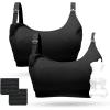 image:imageMomcozy Pumping Bra Hands Free Pumping and Nursing Bra in One Holding Breast Pump for Spectra Lansinoh Medela Blackgrey2pk SmallBlack2pk