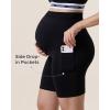 image:imageMomcozy Women Maternity Biker Shorts with Pocket 6 Over Belly High Waisted Pregnancy Yoga Shorts Seamless Casual ActivewearBlack