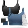 image:imageMomcozy Pumping Bra Hands Free Pumping and Nursing Bra in One Holding Breast Pump for Spectra Lansinoh Medela Blackgrey2pk SmallBlack blue2pk
