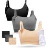 image:imageMomcozy Pumping Bra Hands Free Pumping and Nursing Bra in One Holding Breast Pump for Spectra Lansinoh Medela Blackgrey2pk SmallBlack grey skin3pk