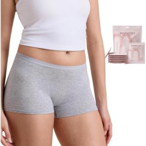 image:imageMomcozy 7 Pcs 100 Cotton Postpartum Underwear for Women Breathable MidHigh Waist Disposable Underwear with Wide GussetGray