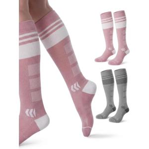 image:imageMomcozy Compression Socks for Women 2030mmHg Athletic Support Socks for Running Travel Flying Yoga amp Workouts 2 PairsGrayPink