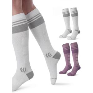 image:imageMomcozy Compression Socks for Women 2030mmHg Athletic Support Socks for Running Travel Flying Yoga amp Workouts 2 PairsPurpleWhite