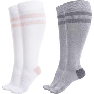 image:imageMomcozy Compression Socks for Women Wide Calf 1520mmHg Knee High Support Socks for Pregnancy Nurses Flying TravelWhiteLight Gray