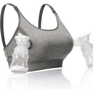 image:imageMomcozy Hands Free Pumping Bra Adjustable BreastPumps Holding and Nursing Bra Pumping amp Nursing Bra in OneGrey